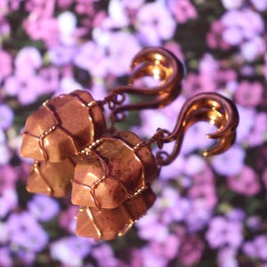Rose Gold Wire Wrapped Rhodonite Ear Weights (2g/6mm) Gauges/ Ear Hangers/ Plugs/ Crystal Gauges/ Dangling Gauges/ Handmade/ Unique
