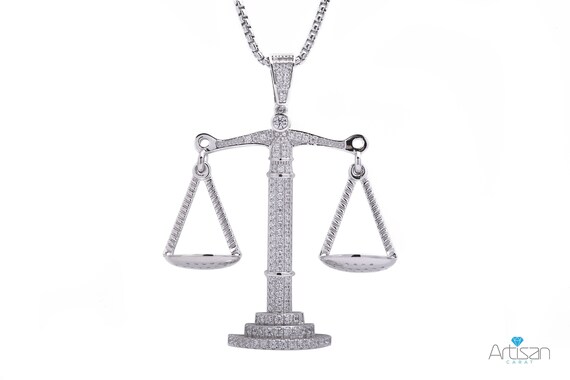 Sterling Silver Large Dangling Libra Scales Of Justice Cz - Sterling Silver Scales Of Justice Pendant Necklace Sterling Silver Large Dangling Libra Scales Of Justice Cz - Sterling Silver Scales Of Justice Pendant Necklace
