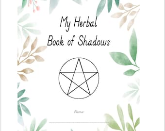 PRINTABLE Herbal blank book of shadows, Herb worksheets for children and adults