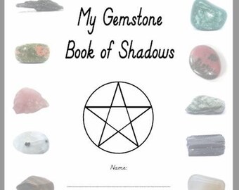 PRINTABLE Gemstone blank book of shadows, Gemstone worksheets for children and adults