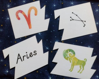 PRINTABLE Zodiac 4 piece jigsaw printable. zodiac game, matching game pdf