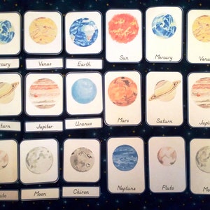 PRINTABLE planet nomenclature cards. solar system 3 part cards