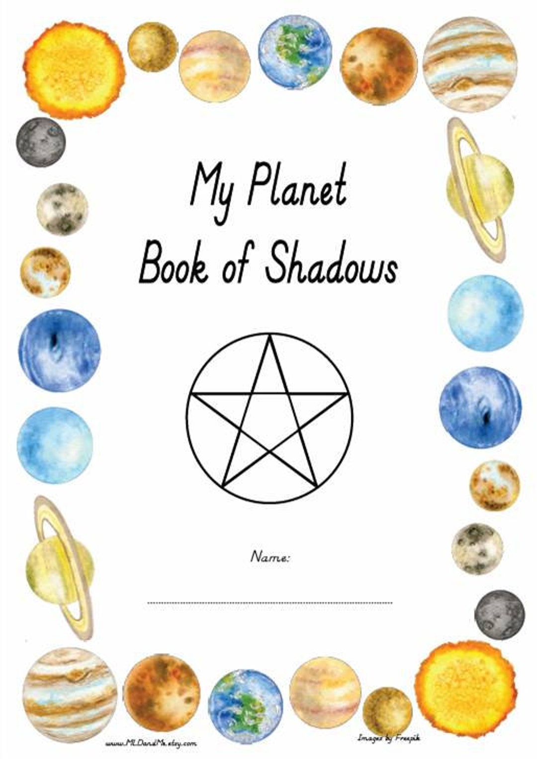 PRINTABLE Planets Blank Book of Shadows, Planets Worksheets for ...
