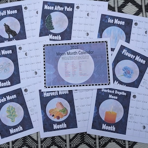 2025 Moon months calendar, full moon calendar, common and Celtic names full moon months calendar