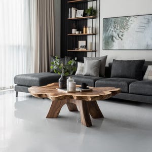 Farmhouse live edge table reclaimed round coffee table modern solid wood table rustic wood side table living room table living room decor