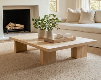 Rustic oak wood coffee table modern coffee table live edge farmhouse table reclaimed wood table living room table living room decor