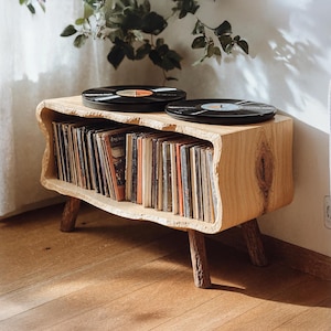 Reclaimed Record Player Stand Farmhouse Record Storage Solid Wood Turntable Stand Media Stereo Cabinet Living Room Furniture