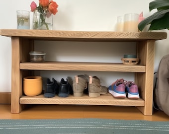 Oak wood bench wooden shoe rack shoe cabinet wooden bookcase kitchen dining bench rustic shoe bench shoe storage entryway organizer