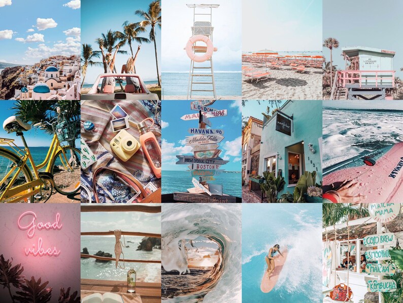 Beach Vibes Summer Aesthetic Wall Collage 60pcs Digital - Etsy