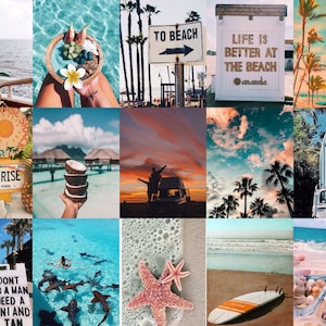 Beach Vibes Summer Aesthetic Wall Collage 60pcs Digital - Etsy