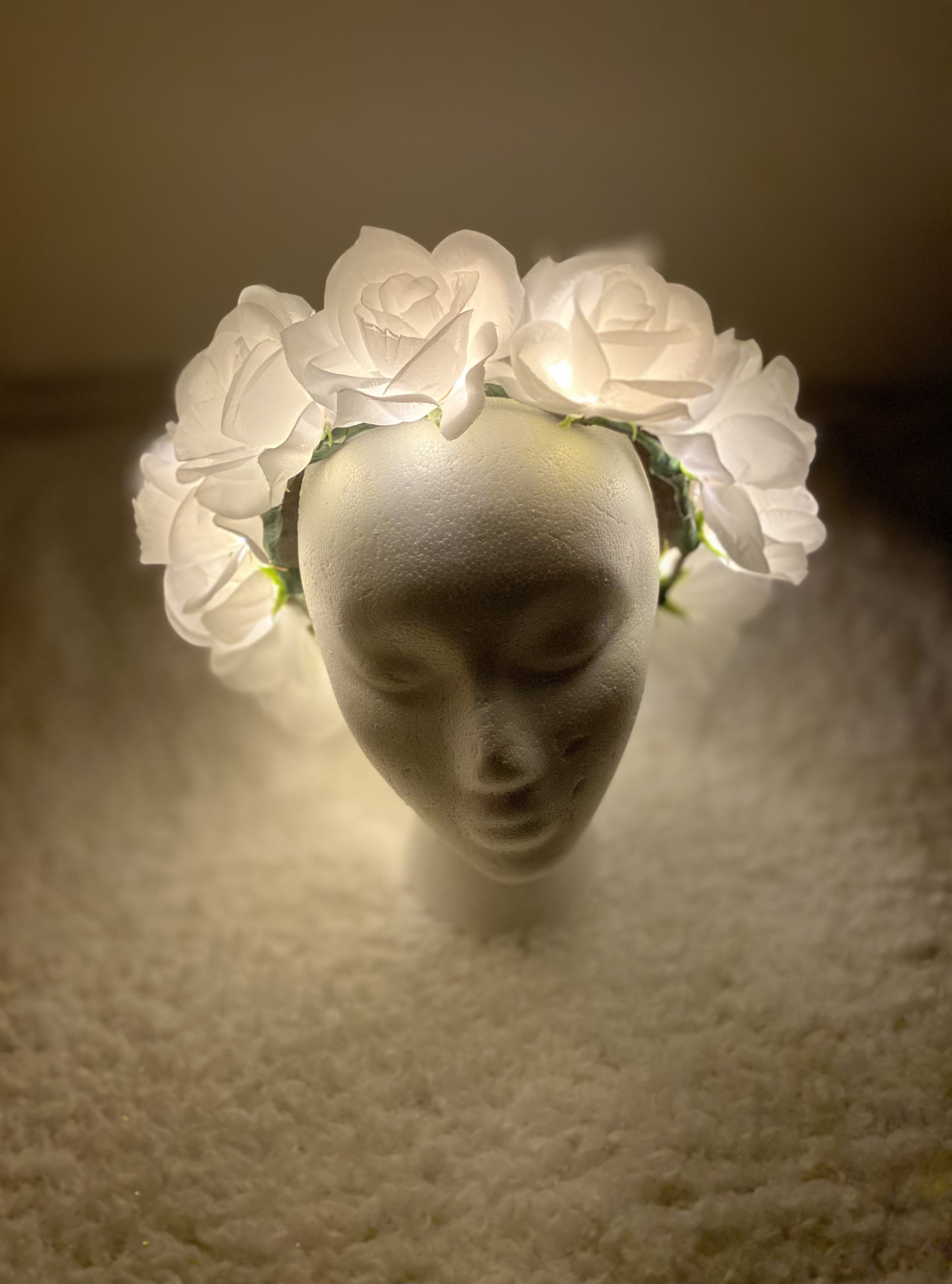 White Rose Glowing Flower Crown Wedding Floral Crown First Etsy