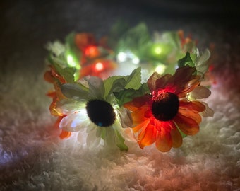 Sunflower Glowing Flower Crown, Festival Crown, Fairy Crown, Light-up Crown