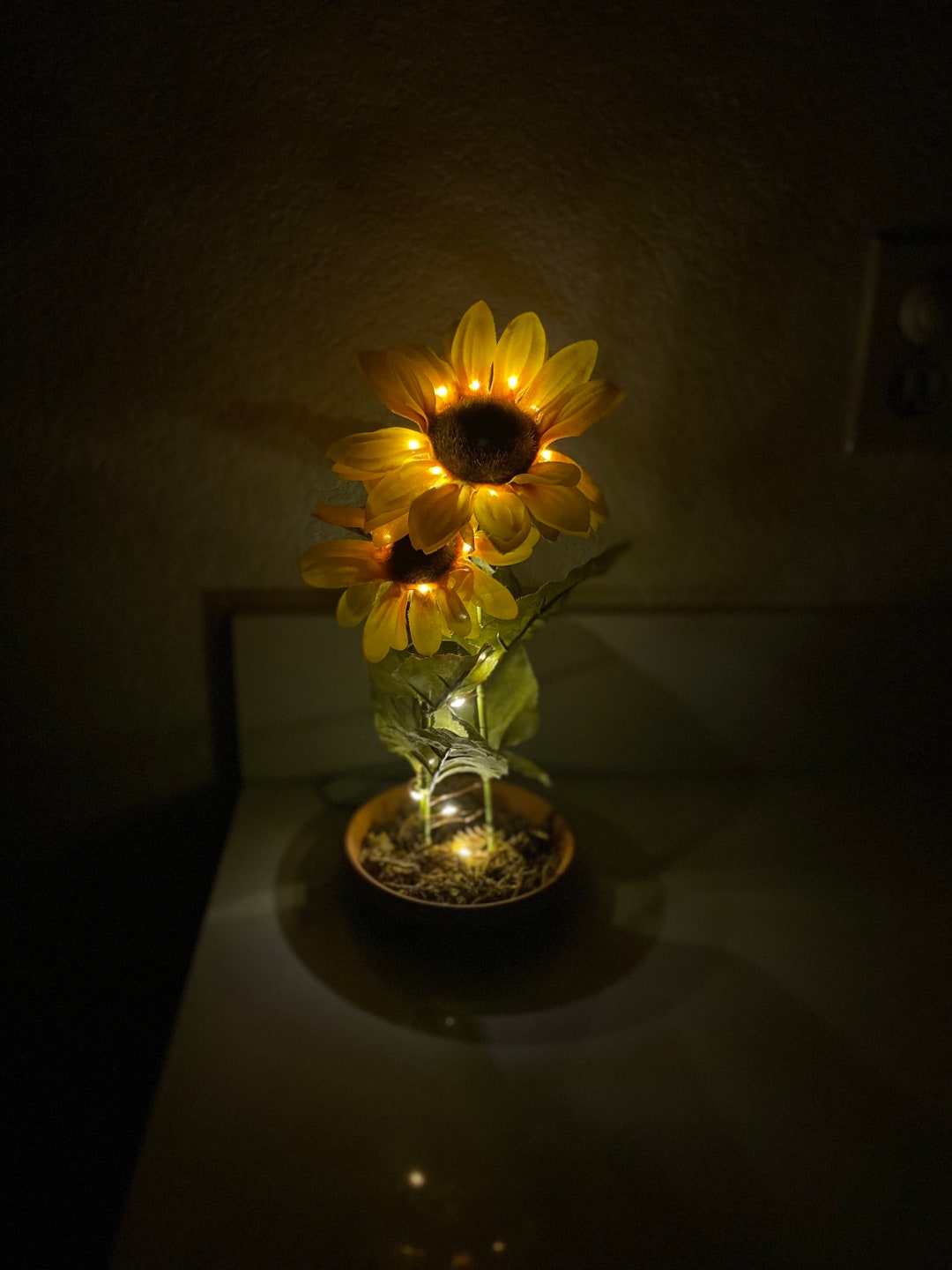 Sunflower Desk Lamp, Sunflower Paperweight, Sunflower Lighting, Floral