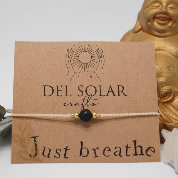 Diffuser Armband "just breathe", Lavaperle, Aromatherapie, Yoga, Makramee, ätherisches Öl, Duftarmband, Geschenk, ostern