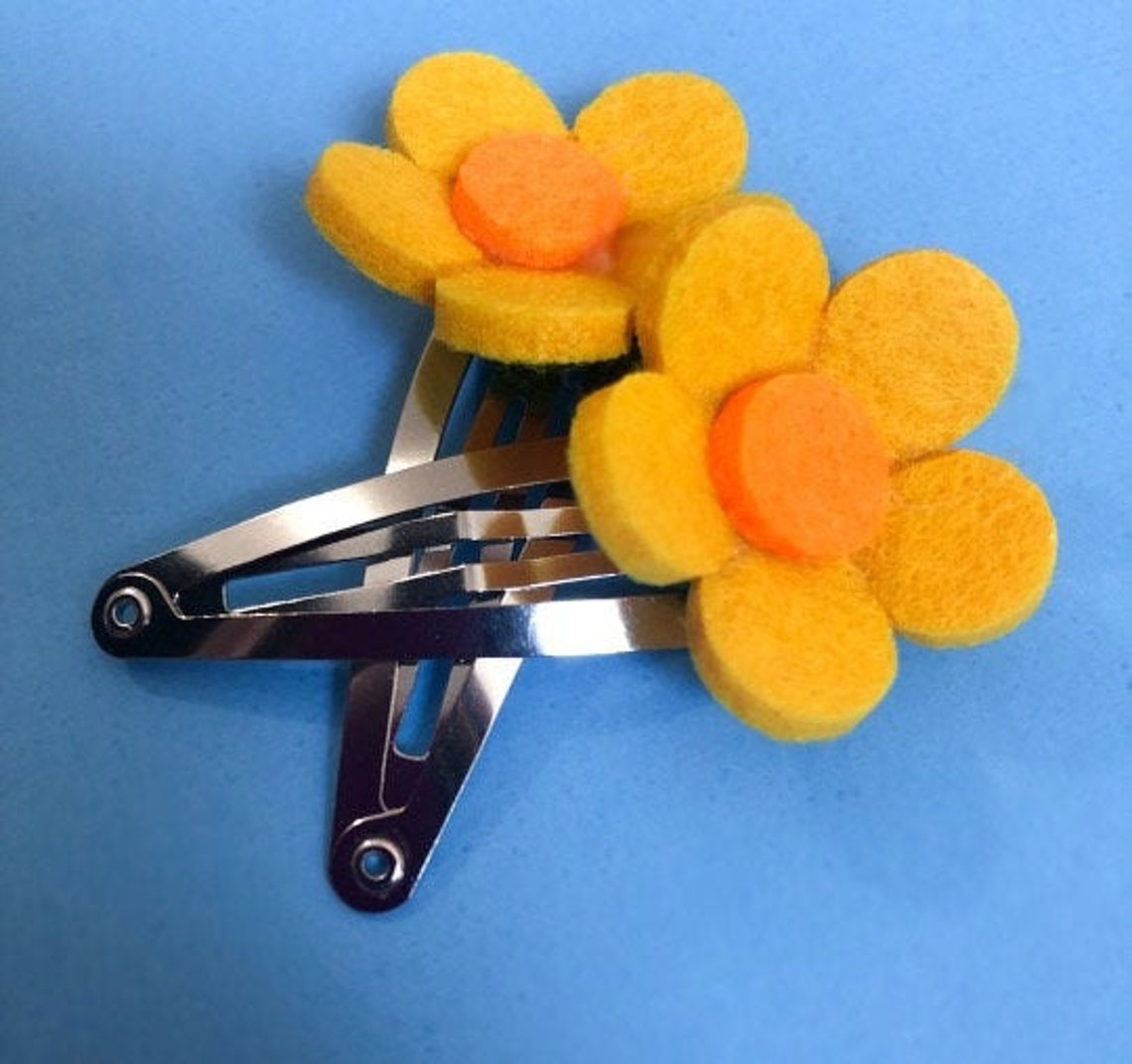 Flower Snap Clips Snap Clip Set Silver Clips Spring Hair Etsy
