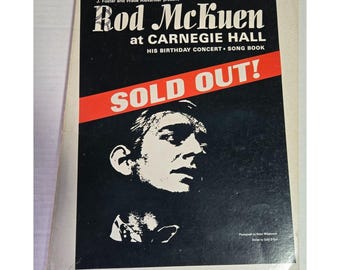 Vintage softcover boek "Rod McKuen in Carnegie Hall" zijn verjaardagsconcert en liedboek