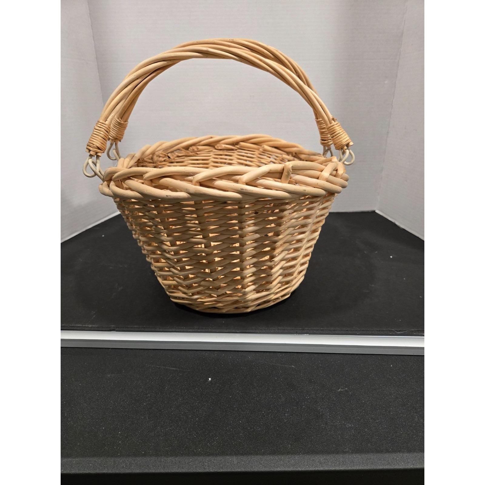 ヴィンテージ オーバル編み籐バスケット ハンドル付き 16x12x11 - Etsy