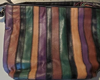 Multi Colored Leather Bag 12 Inches Wide 9 Inches Tall