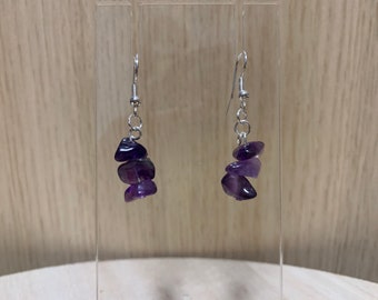 Purple amethyst chips earrings