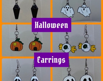 Various assorted Halloween earrings spooky creepy cute autumn fall