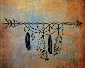 Boho Feather Arrow Car Decal, Bohemian Truck Bumper Sticker