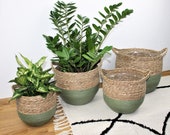 Basket of natural seaweed with handle filling basket Deco basket Planting basket flower basket