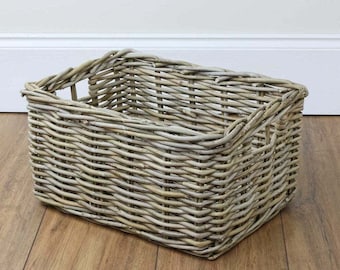 Storage basket with handles made of natural rattan decorative basket rattan basket wooden basket