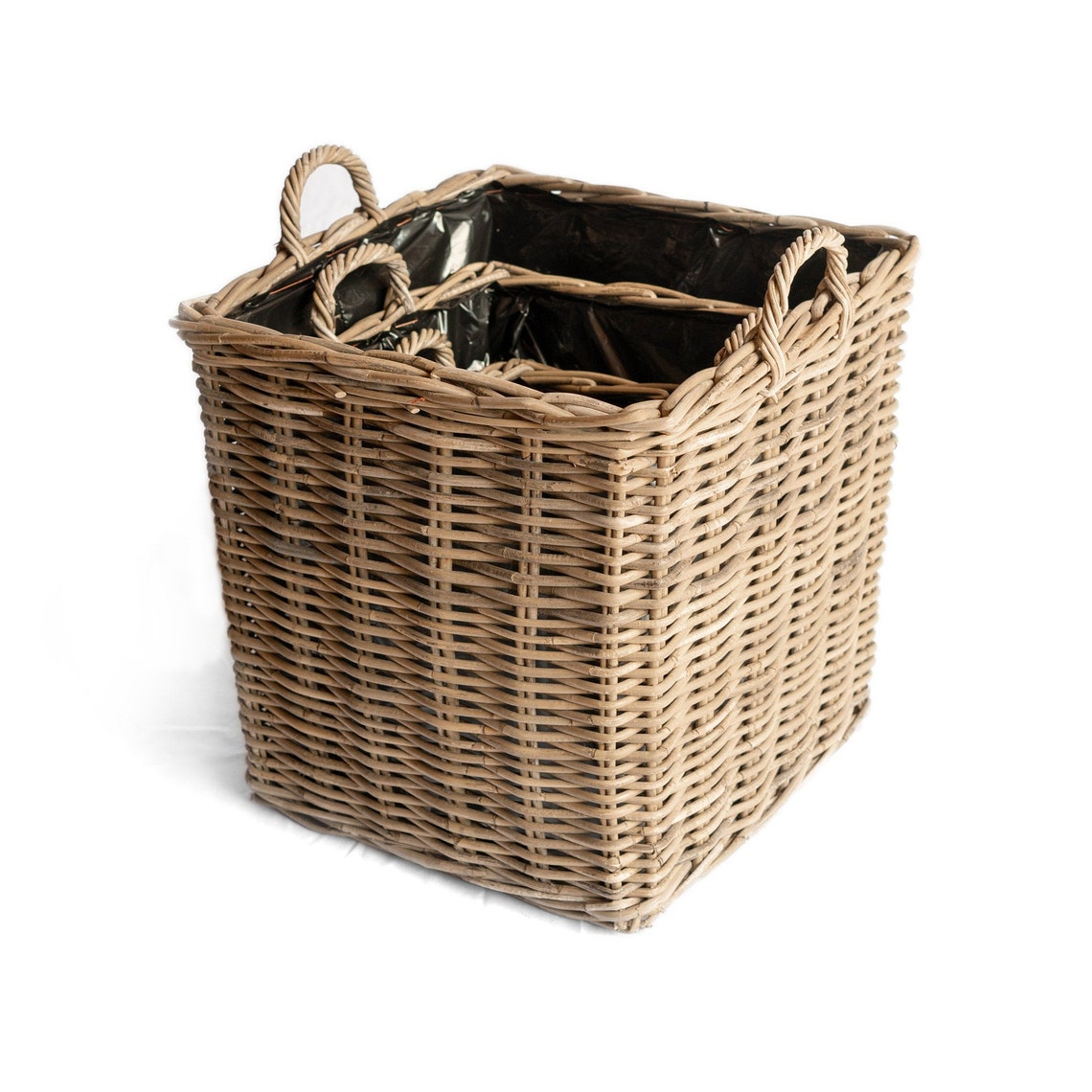 4er-Set Geflochtene Rattan-Imitation Körbchen – Klein, Mit Henkel, Khaki & Grauweiß, 10 X 6 X 13 Cm – Ideal Als Deko, Fotorequisiten, Blumenkörbchen & Aufbewahrungskörbchen Für Hochzeiten Und Picknicks Mini Weidenkörbe Set