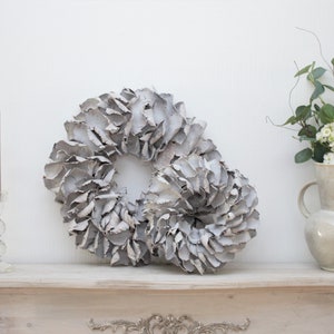 Natural wreath made of dyed palm leaves grey with hanging device table wreath door wreath decorative wreath wall wreath