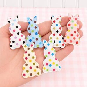 12 pcs Polka Dot Bunny Spring Fabric Embellishments for Scrapbooking, Flatback Easter Card Accents