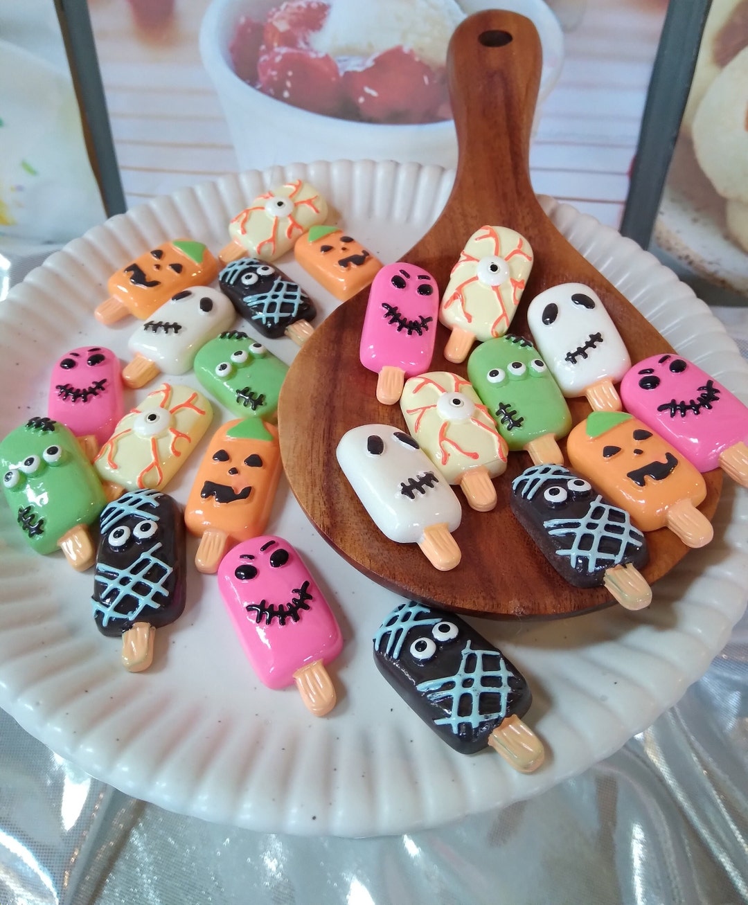 6 Pcs Halloween Craft Supplies Candy Cabochons Halloween Etsy