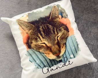 Cat Photo Cushion Gift for Cat Owner Personalised Photo Pillow Keepsake Custom made, Christmas Gift, The Cat Lover Gift