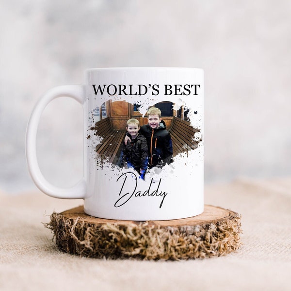 Daddy Photo Mug World's Best Dad Grandad Personalised Gift from Children Heart Photography 11 oz Birthday Gift For Dad, Fathers Day Mug