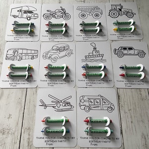 Cars Birthday Favours Kids, Transportation Theme Birthday Party Favors For Kids, Colouring Cards, Tractor Party Favours, Transport Birthday