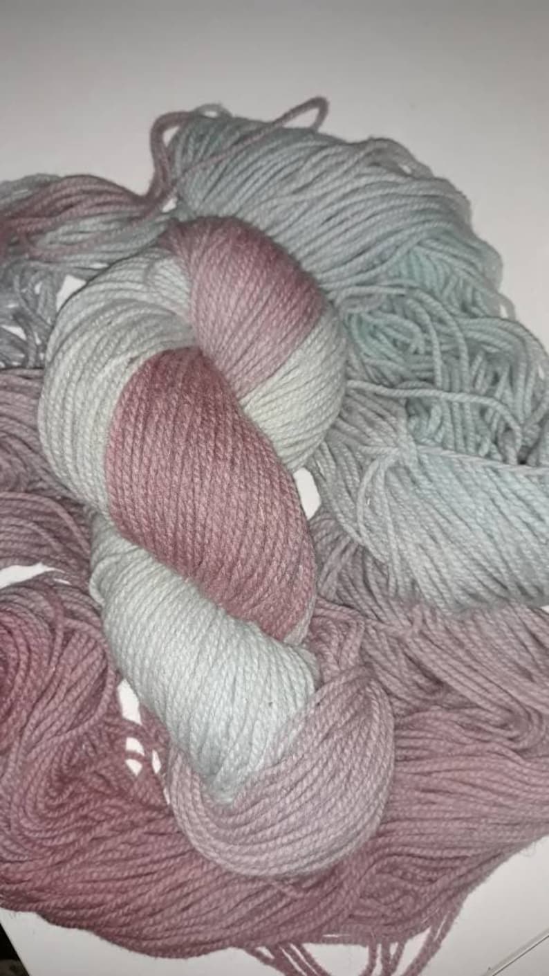 Spring Hydranga hand dyed soft worsted weight wool yarn