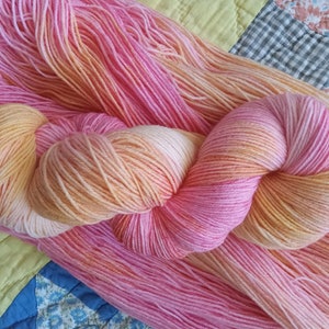 Summer Sunrise" sw sock fingering hand dyed yarn