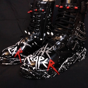 Wees niet bang voor de ReapeR | Custom halfhoge laarzen (met ketting)