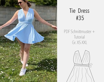 eBook Sewing pattern and instructions for women's tie dress with many different tie options - Pattern Die Dress