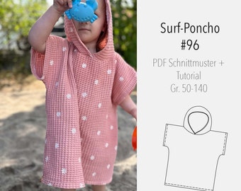 Patron de couture eBook et instructions pour poncho de surf - Patron Bébés/Enfants Surf Poncho