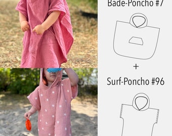 eBook pattern and instructions Poncho Bundle Surf Poncho + Bath Poncho (English and German) - Pattern Babys/Kids Swimming Poncho