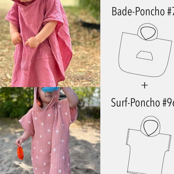 eBook Schnittmuster und Anleitung Poncho Bundle Surf-Poncho +  Badeponcho (englisch und deutsch) - Pattern Babys/Kids Swimming Poncho