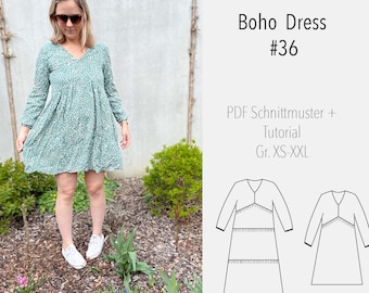 eBook sewing pattern and instructions women's boho dress - Pattern Boho Dress