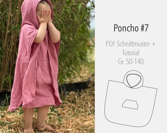 Patron de couture eBook et instructions pour le poncho de bain (anglais et allemand) - Patron Bébés/Enfants Poncho de Natation