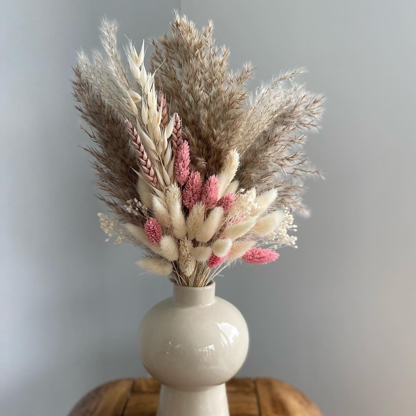 Dried Flowers Neutral and White Arrangement, Airy Dry Real Floral Bouquet,  Ceramic Bud Vase Decor, Home and Living, Boho Wedding Decor