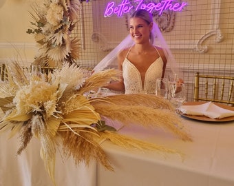 Stunning dried natural pampas top table wedding centrepiece/room decor