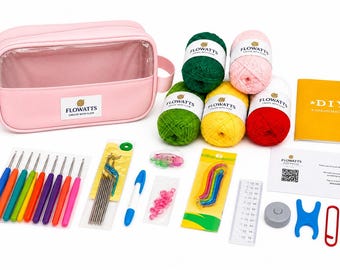 Beginner Crochet Kit for Adults – Complete Crochet Starter Set with Yarn Hooks & Tools, Learn to Crochet Gift Kit.
