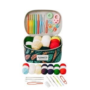Crochet Starter Kit: 12 Yarn Balls, Hooks & 70+ Tools - DIY Beginner Set