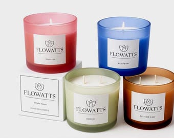 Vela de cera de soja de regalo: vela vegana de aromaterapia de lujo (200 g o 380 g) / Lavanda, sándalo, jazmín y vainilla / Hecha a mano en el Reino Unido