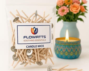 Mechas de vela preenceradas de 6 cm de largo. Paquete de 100 mechas de algodón con soportes para hacer velas tú mismo.