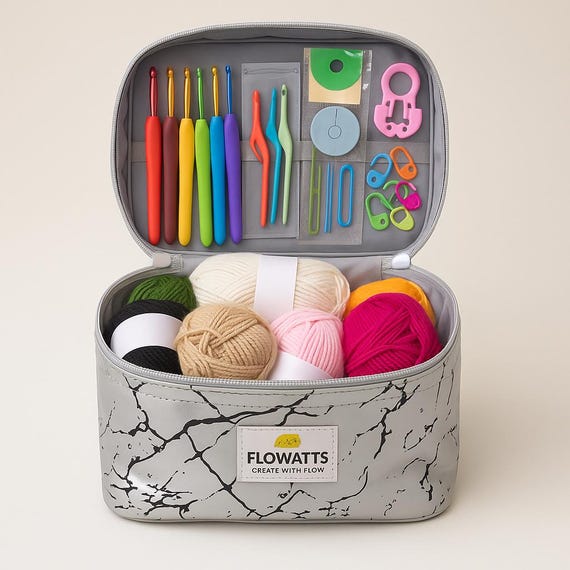 Crochet Kit for Beginners UK Complete Starter Set with Yarn Hooks Storage Bag DIY Craft Gift for Adults Teens